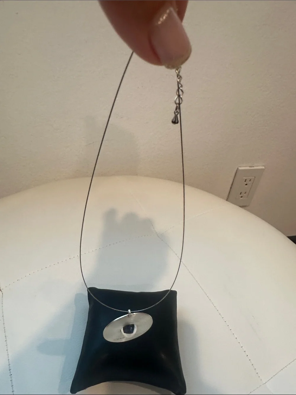 Issey Miyake Silver Pendant Necklace with Clear drop Center